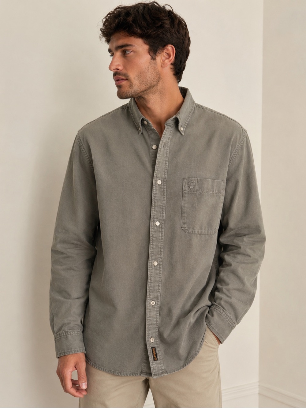 Timberland Khaki/Tan Casual Button-Up Shirt